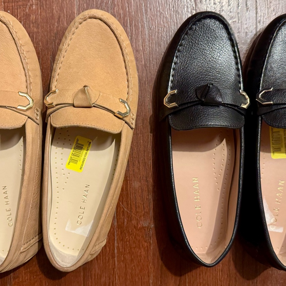 Cole Haan Beige and Black Loafers